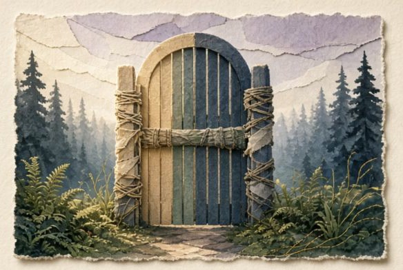 A permission gate remaining closed before a softly lit device